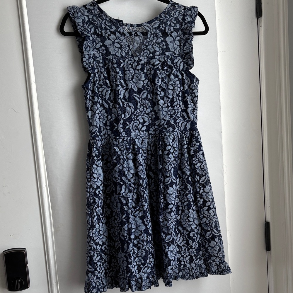 Altar'd State Blue Floral Lace Dress